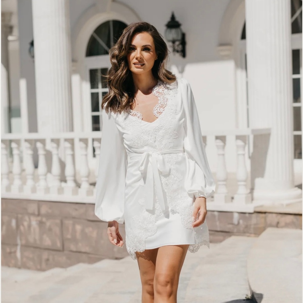 Lerose Lottie Lace Trim Robe with Slip
